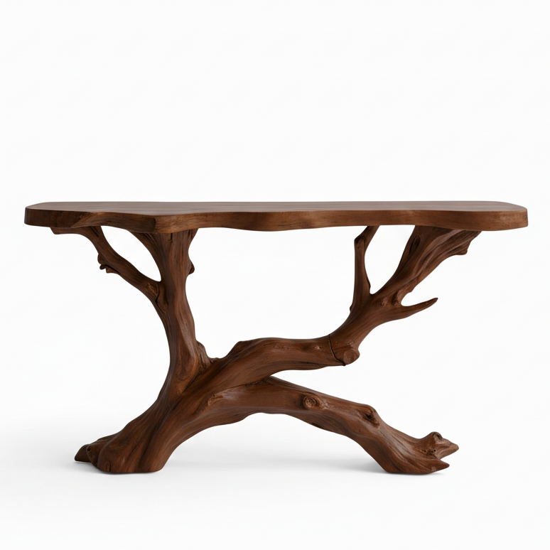 Sculptural Driftwood Console Table