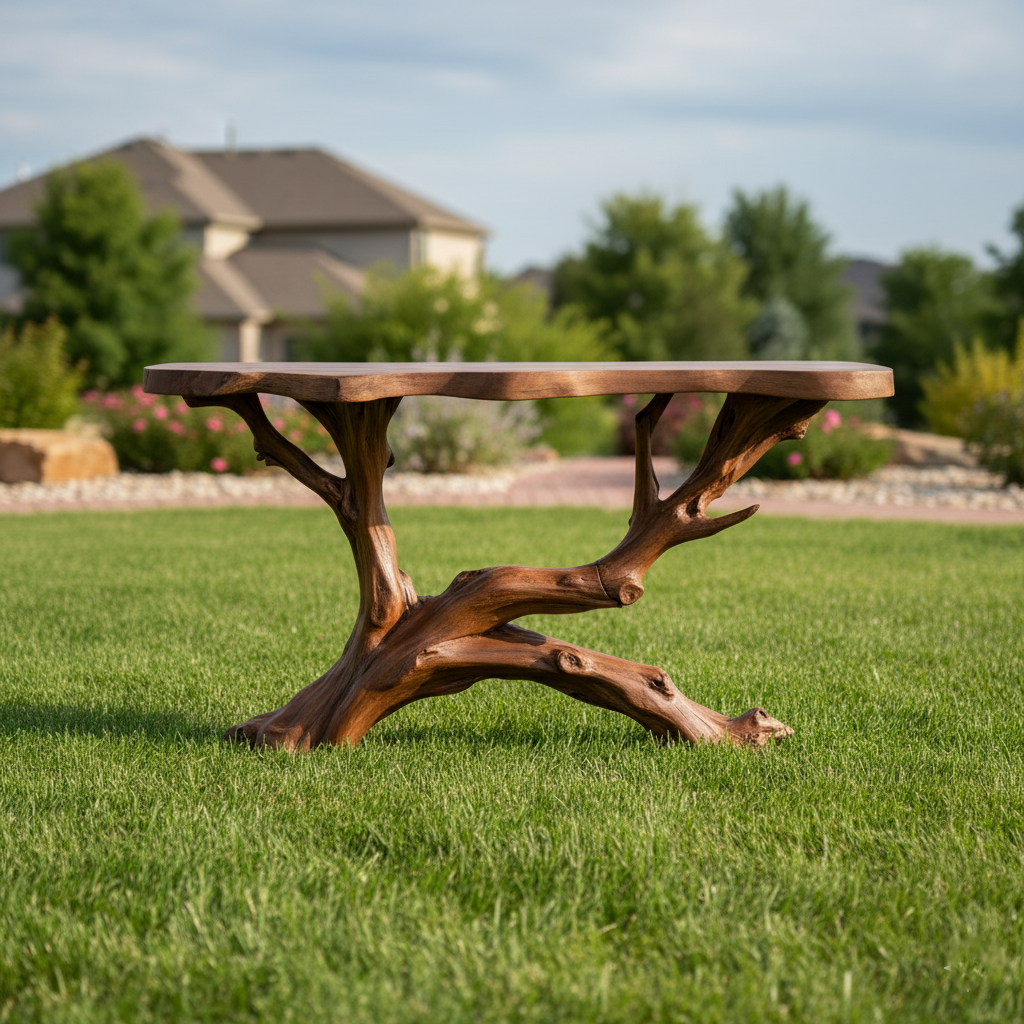 Sculptural Driftwood Console Table