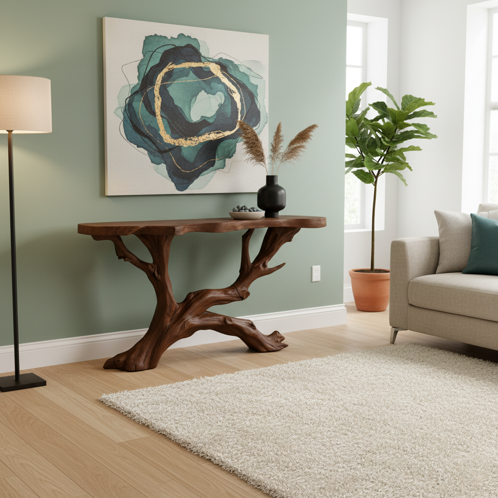 Sculptural Driftwood Console Table