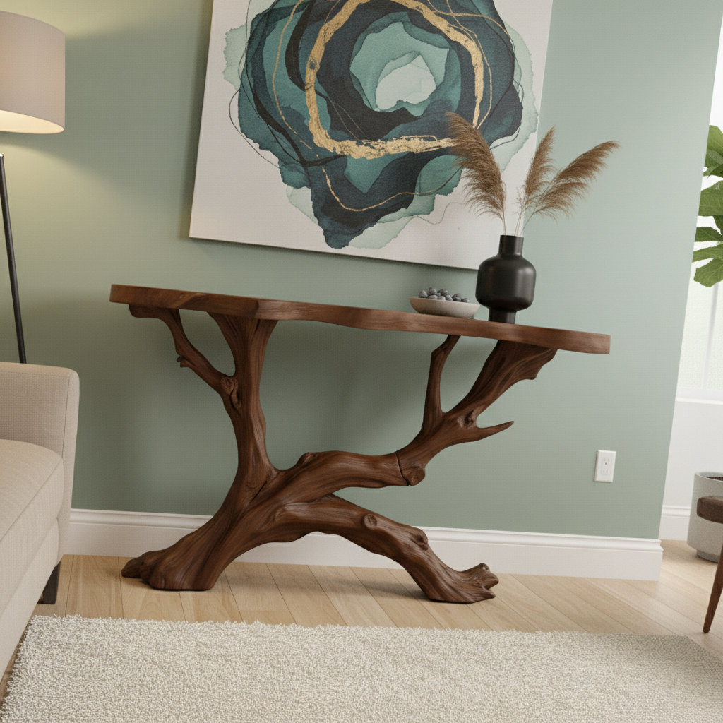 Sculptural Driftwood Console Table