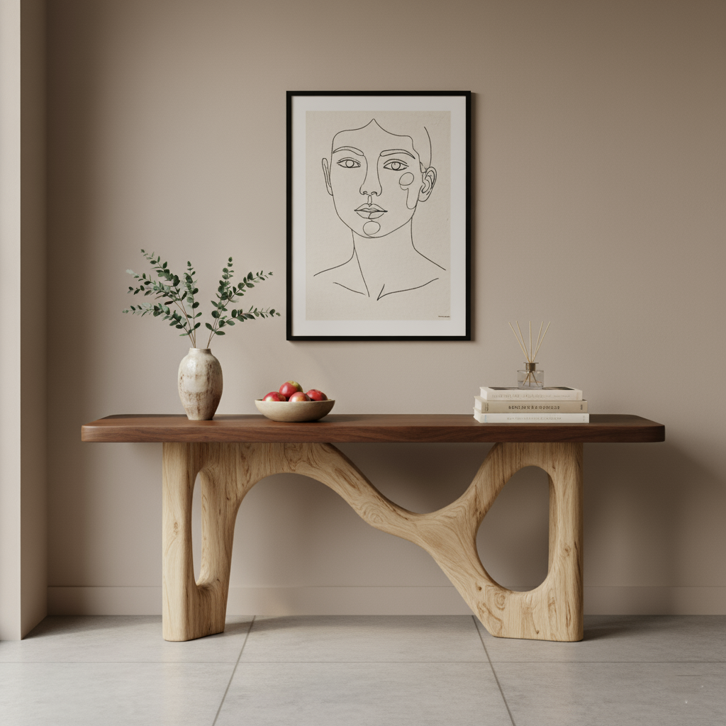 Modern Timber Block Console Table