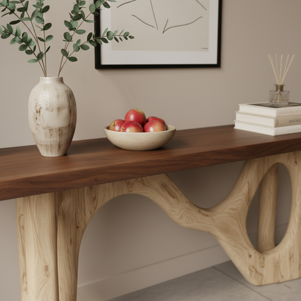Modern Timber Block Console Table