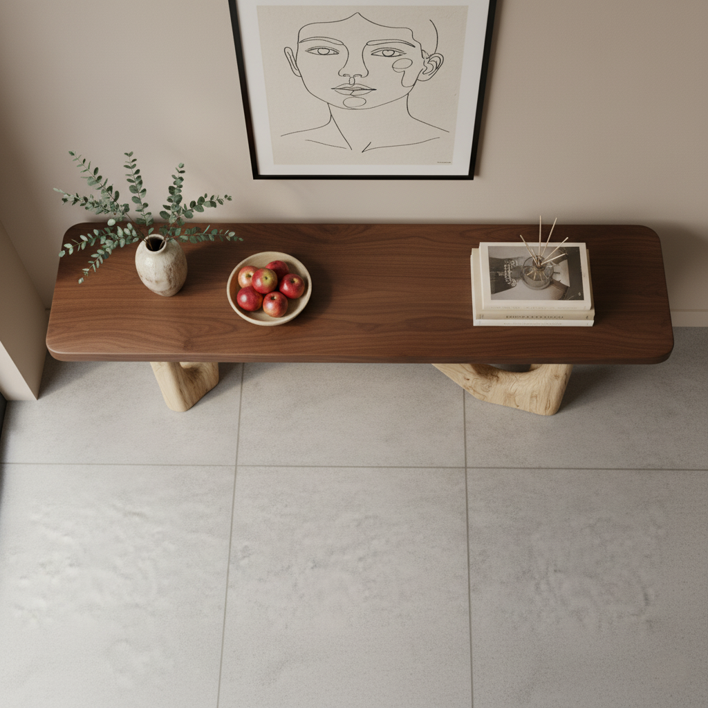Modern Timber Block Console Table