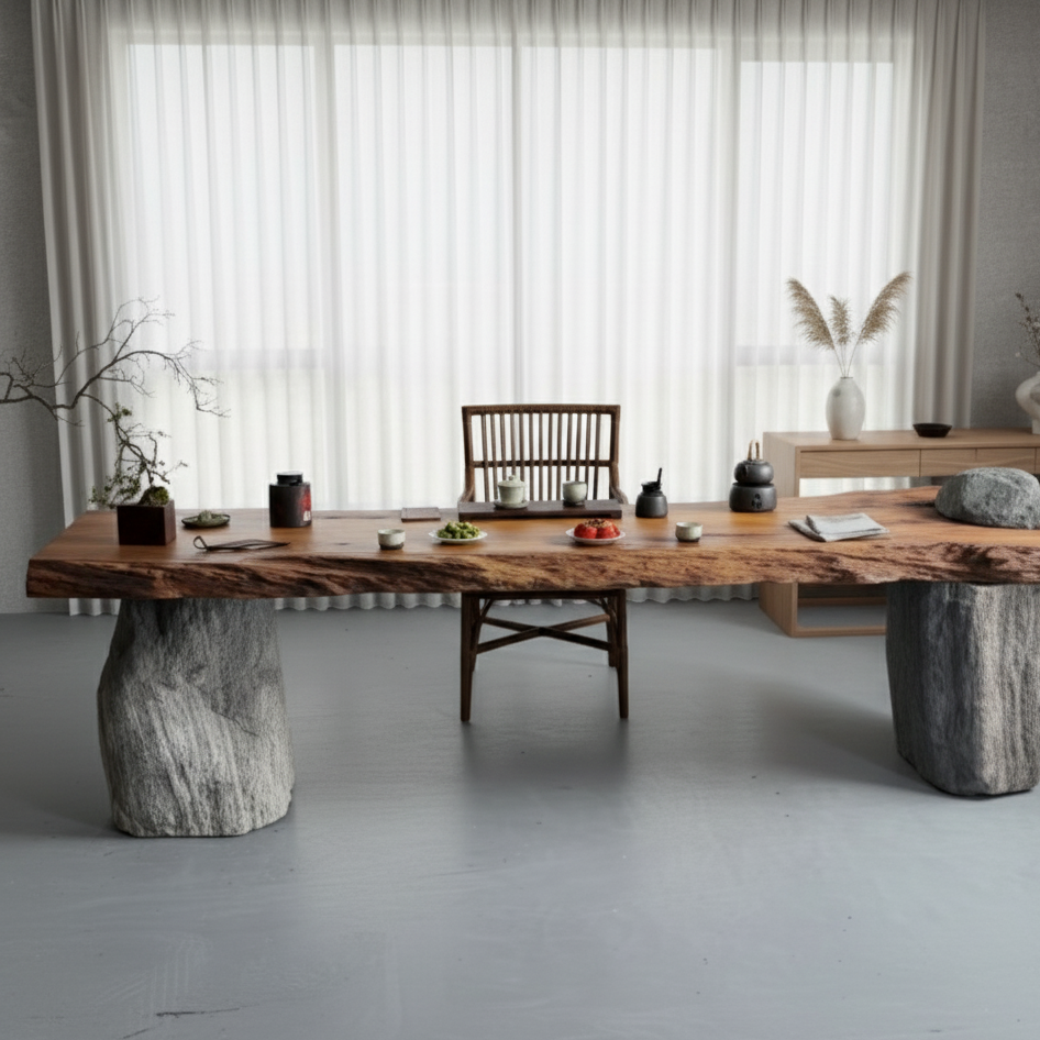 Live Edge Stone Console Table