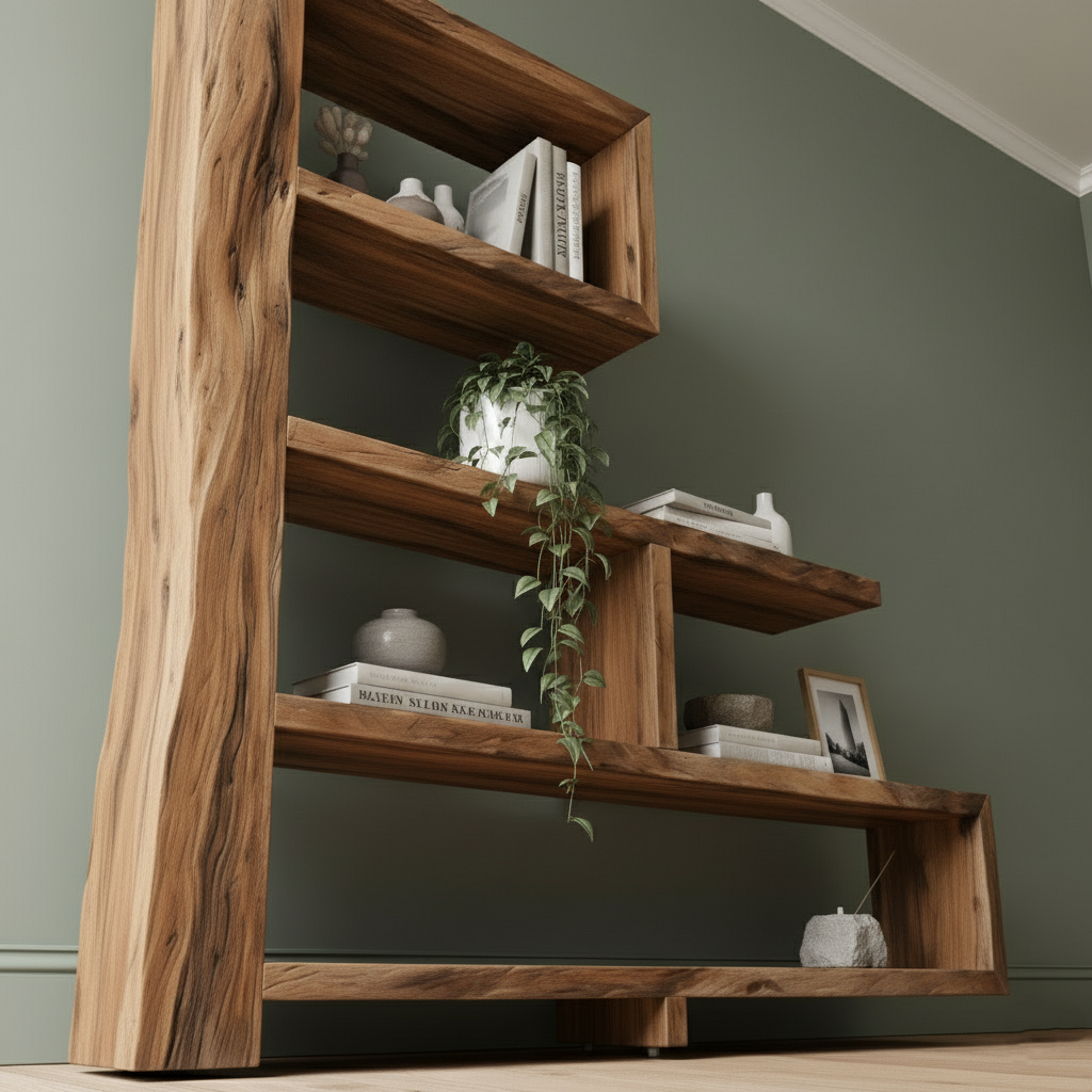 Modern Rustic Wooden Bookshelf