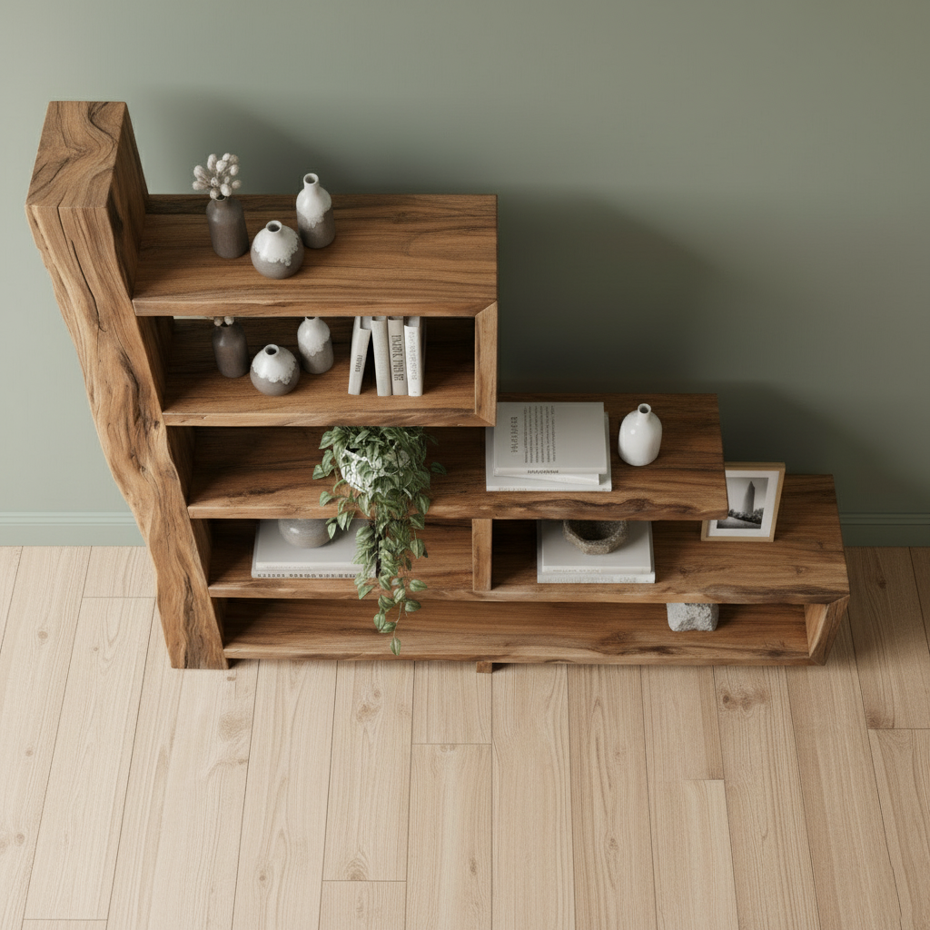 Modern Rustic Wooden Bookshelf