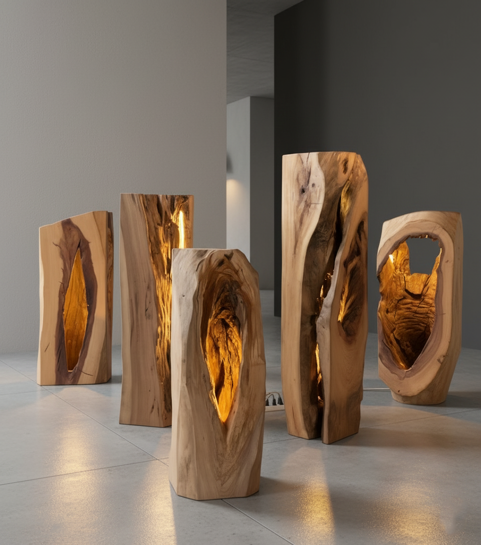 Live Edge Wood Floor Lamp