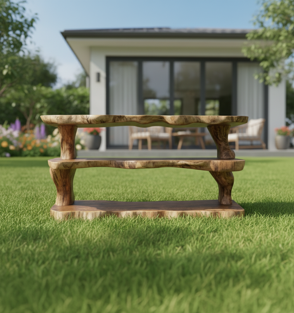 Live Edge Tiered Shoe Rack