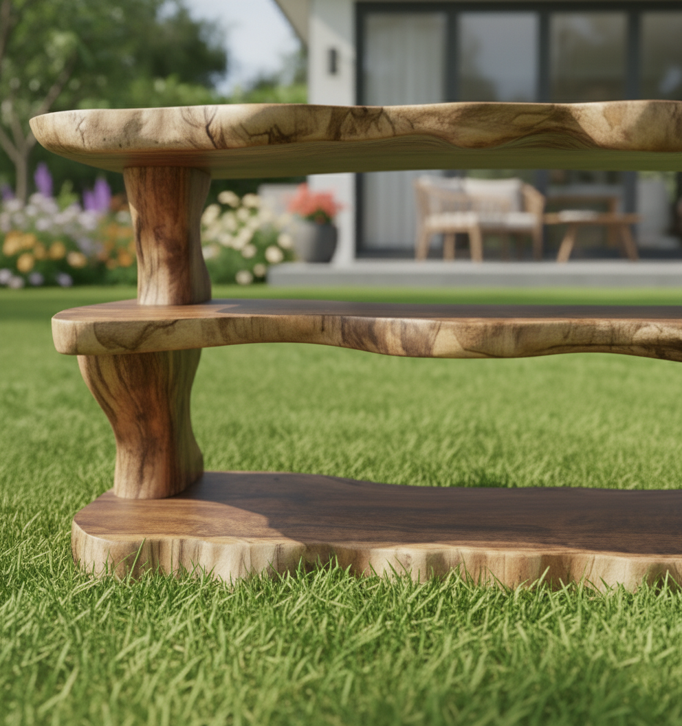 Live Edge Tiered Shoe Rack