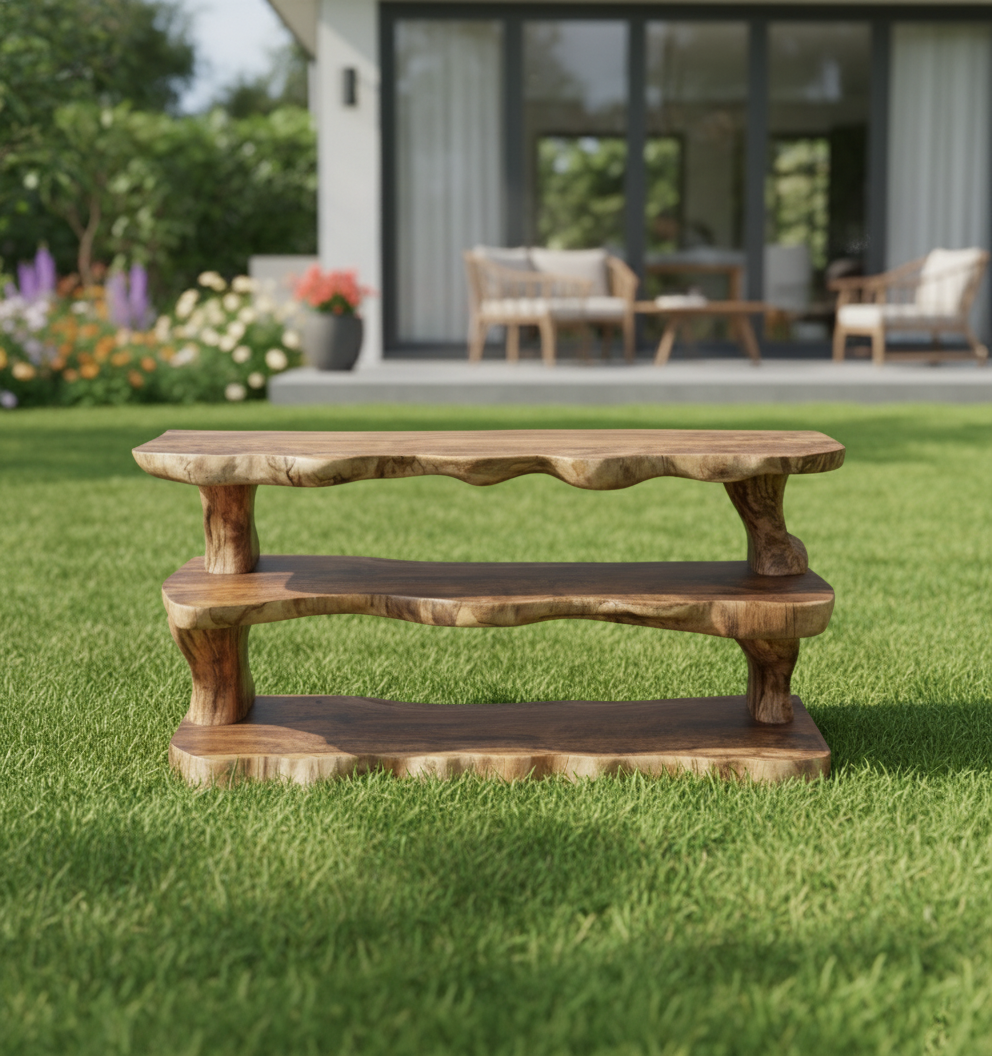 Live Edge Tiered Shoe Rack