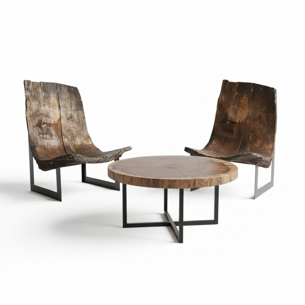 Rustic Wood Dining Set