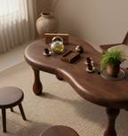 Walnut Wood Table with Chairs 4-Piece Set