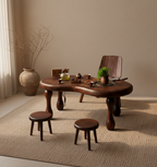 Walnut Wood Table with Chairs 4-Piece Set