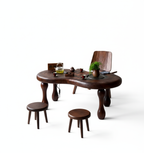 Walnut Wood Table with Chairs 4-Piece Set