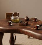 Walnut Wood Table with Chairs 4-Piece Set