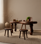 Walnut Wood Table with Chairs 4-Piece Set