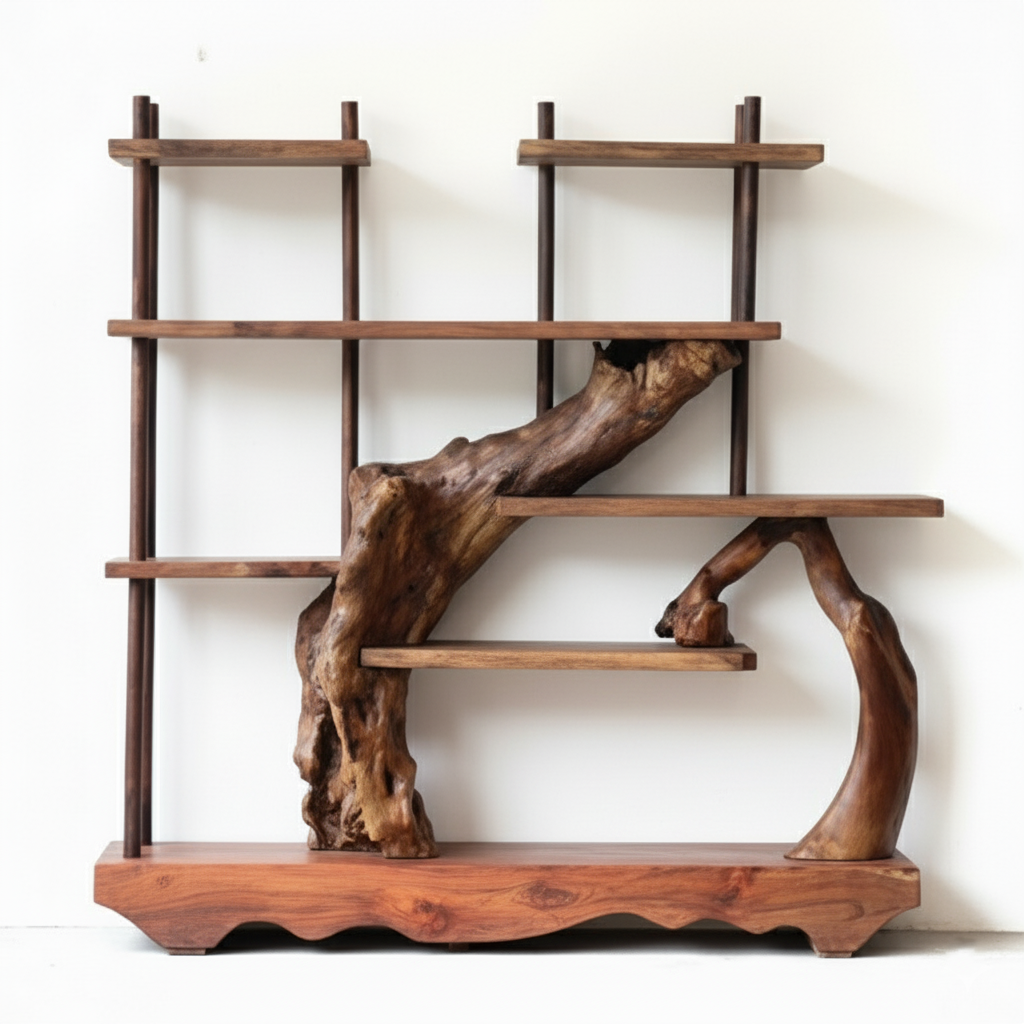 Asymmetrical Wood Bookshelf