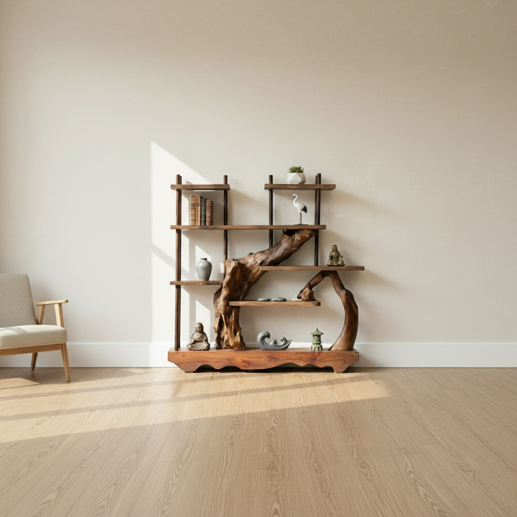 Asymmetrical Wood Bookshelf