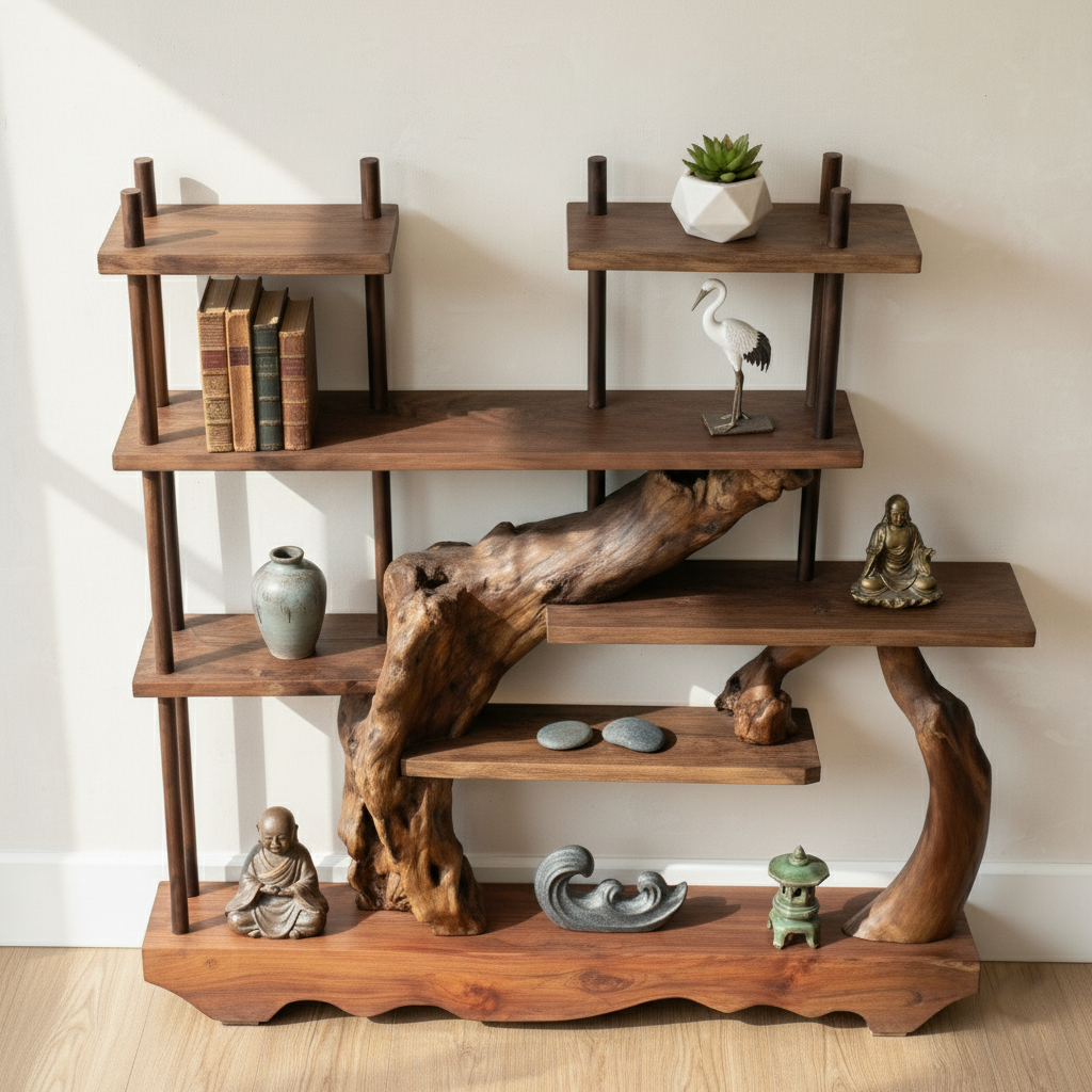 Asymmetrical Wood Bookshelf