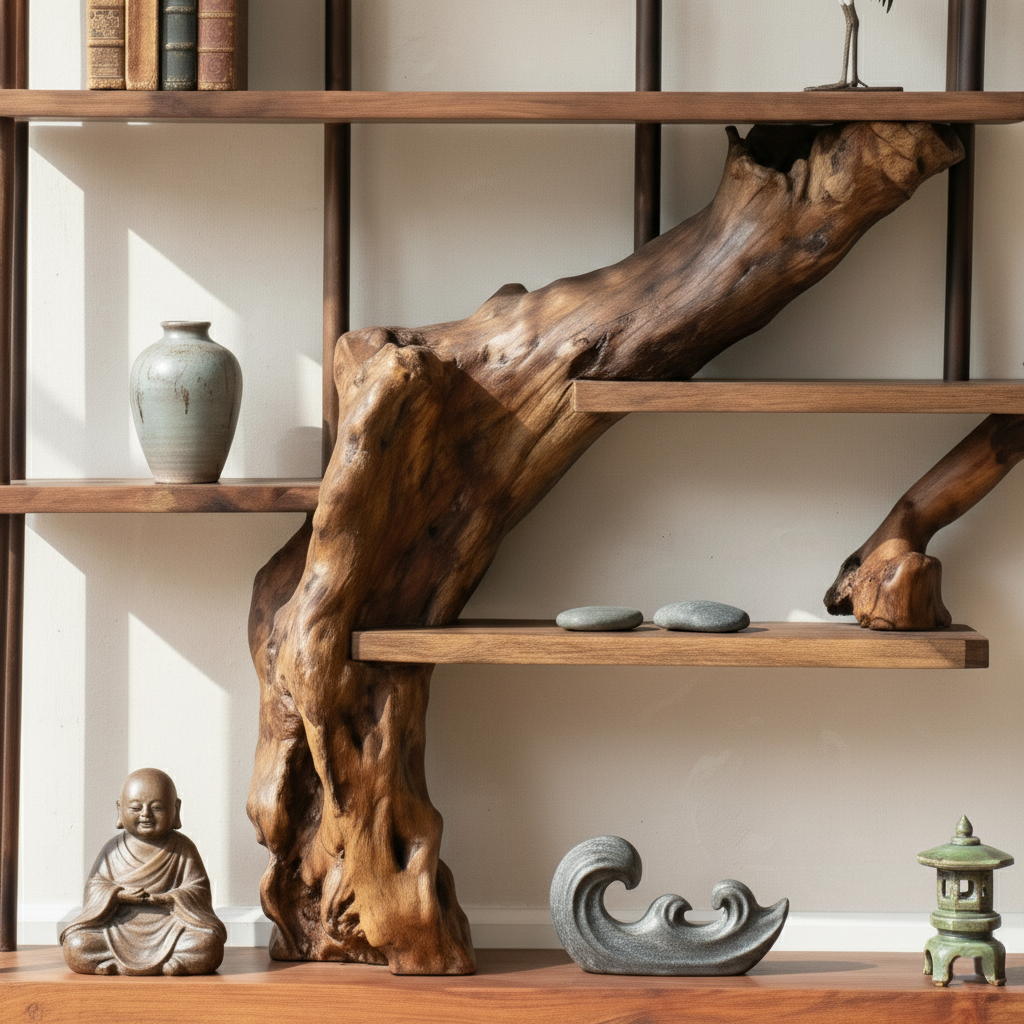 Asymmetrical Wood Bookshelf