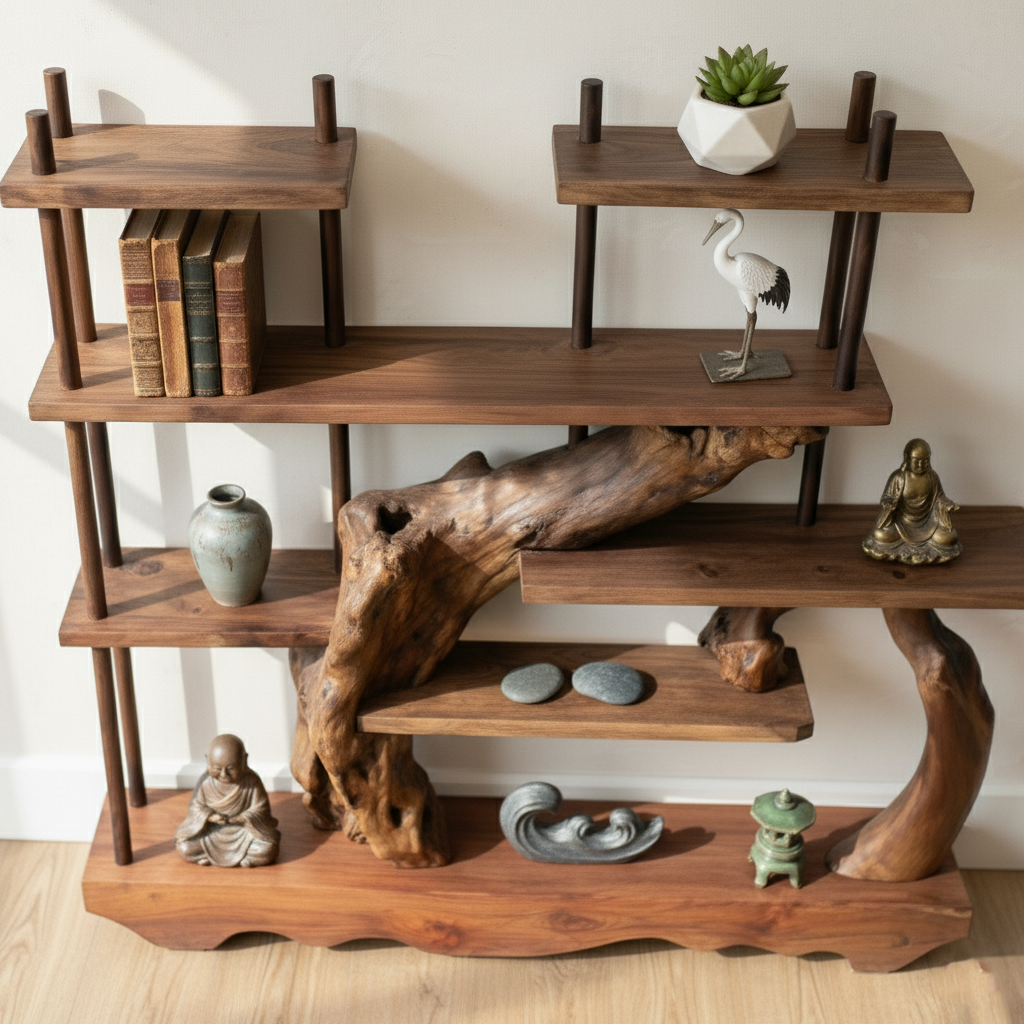 Asymmetrical Wood Bookshelf