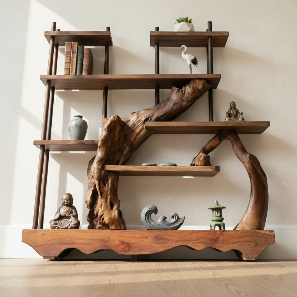Asymmetrical Wood Bookshelf