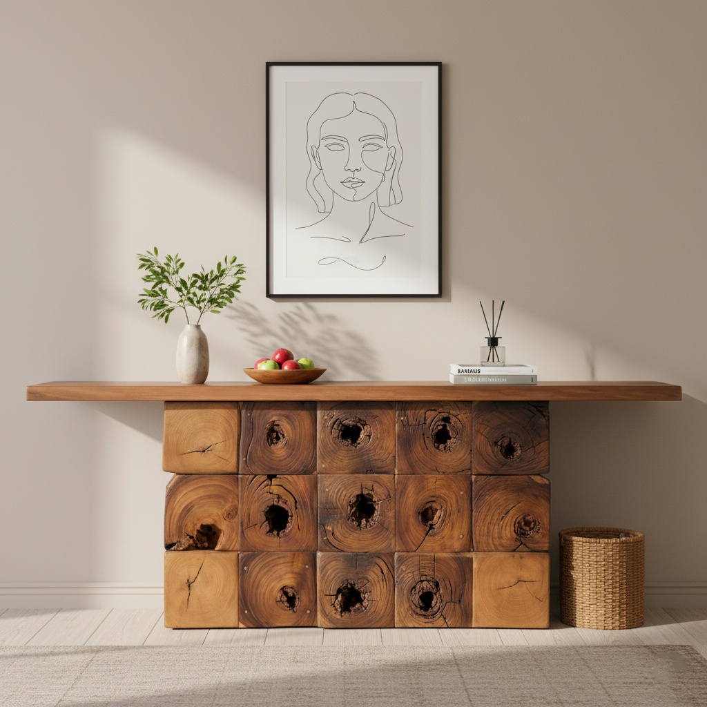 Abstract Logs Media Console Table