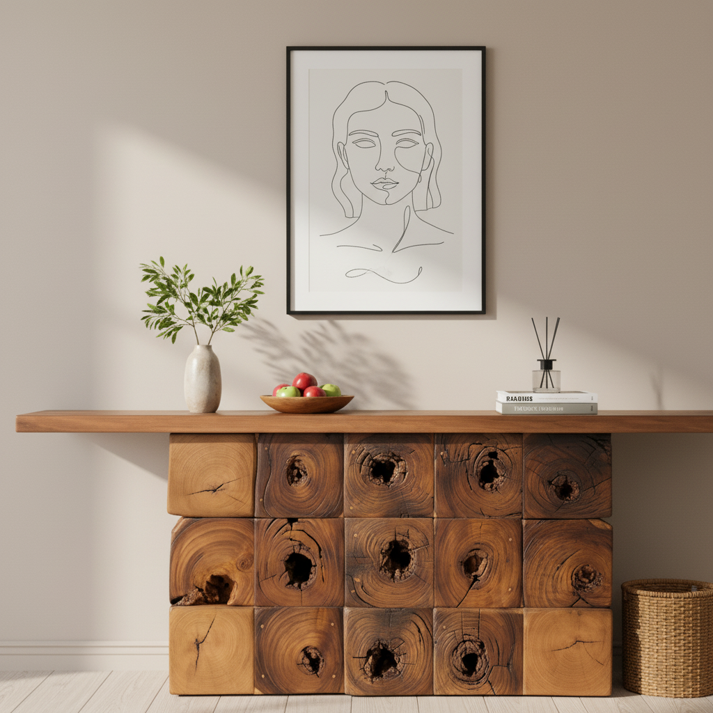 Abstract Logs Media Console Table