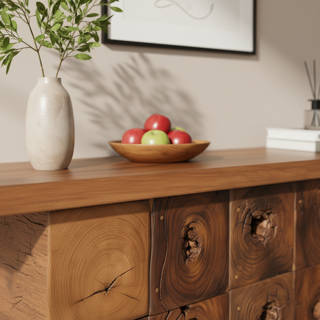 Abstract Logs Media Console Table