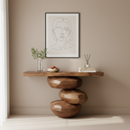 Sculptural Wood Console Table