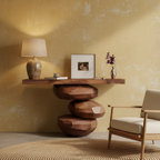 Sculptural Wood Console Table