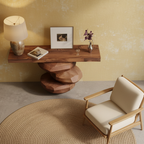 Sculptural Wood Console Table