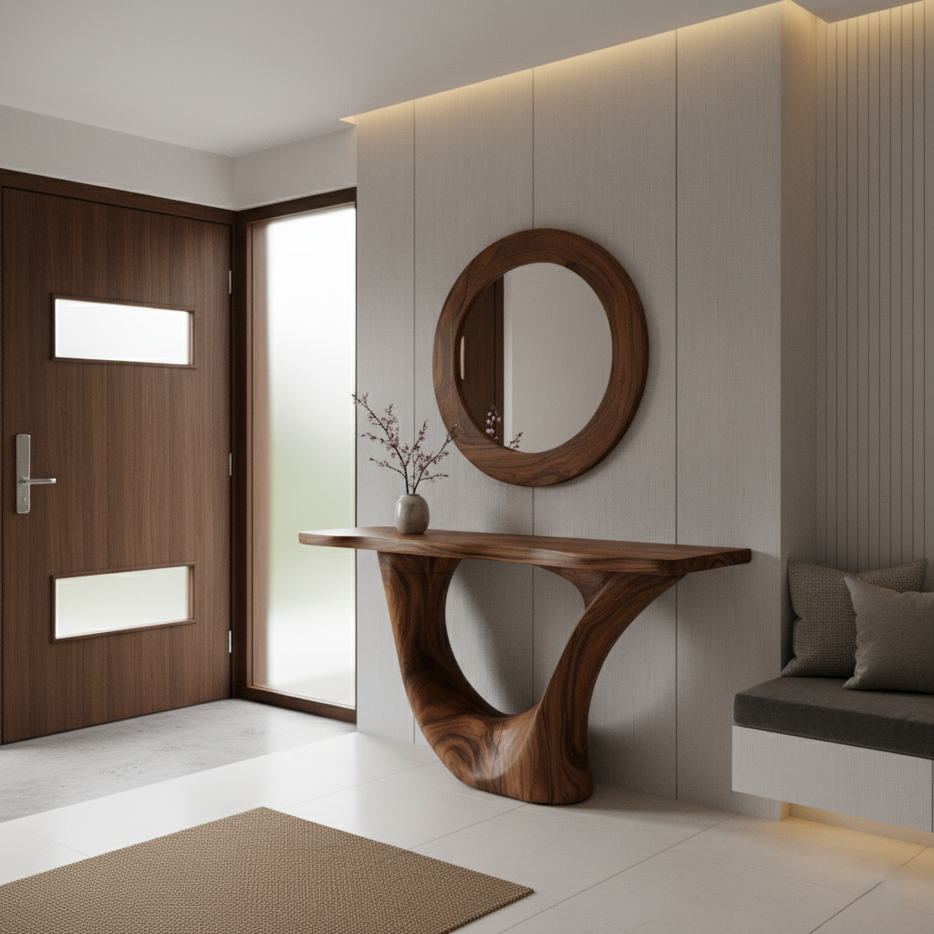 Sculptural Console Table & Mirror Set