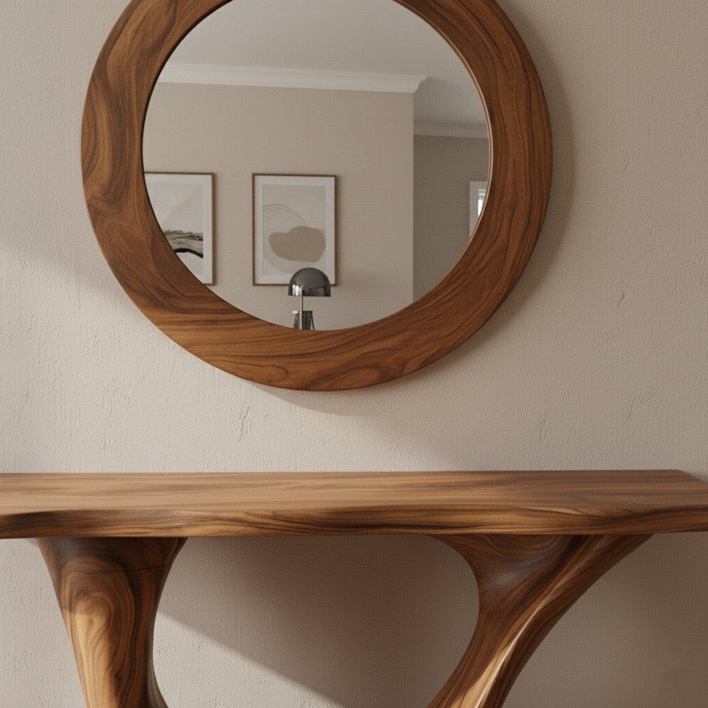Sculptural Console Table & Mirror Set