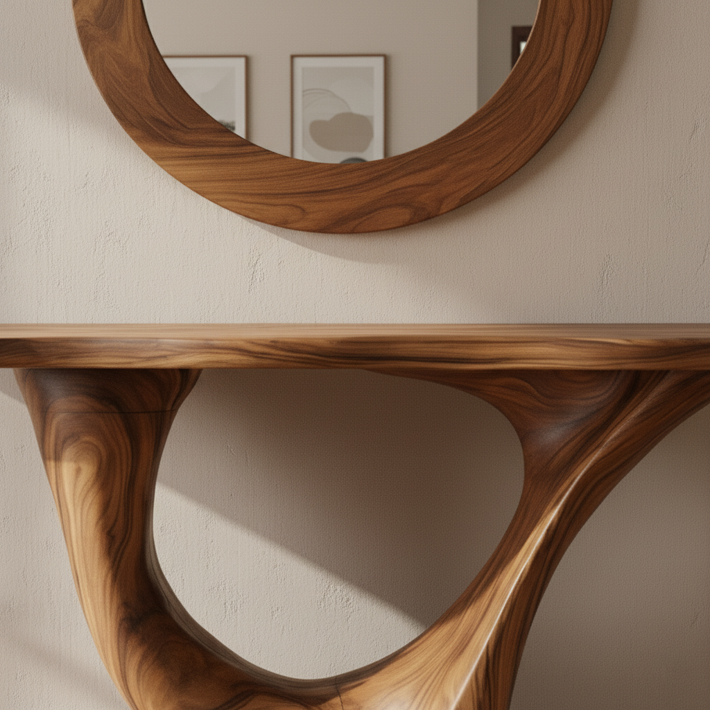 Sculptural Console Table & Mirror Set