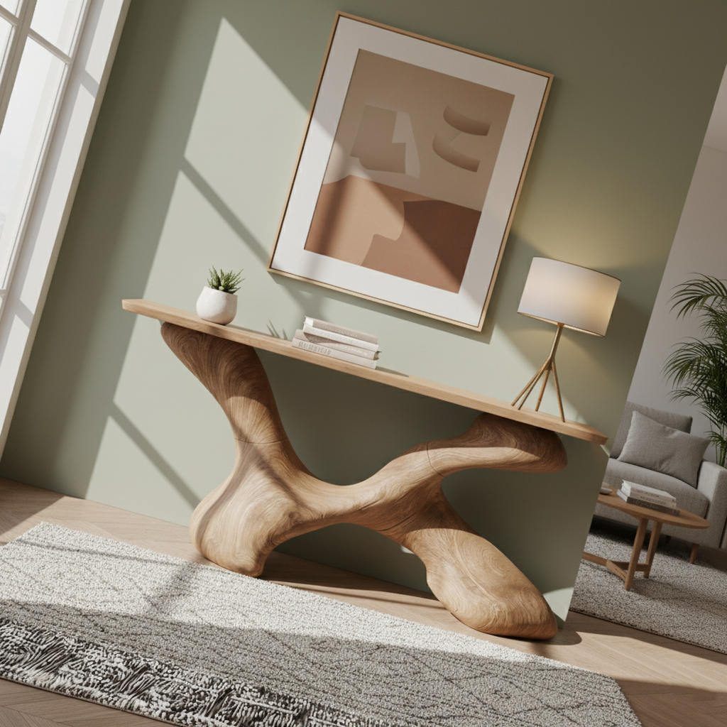 Modern TimberGrid Wood Console