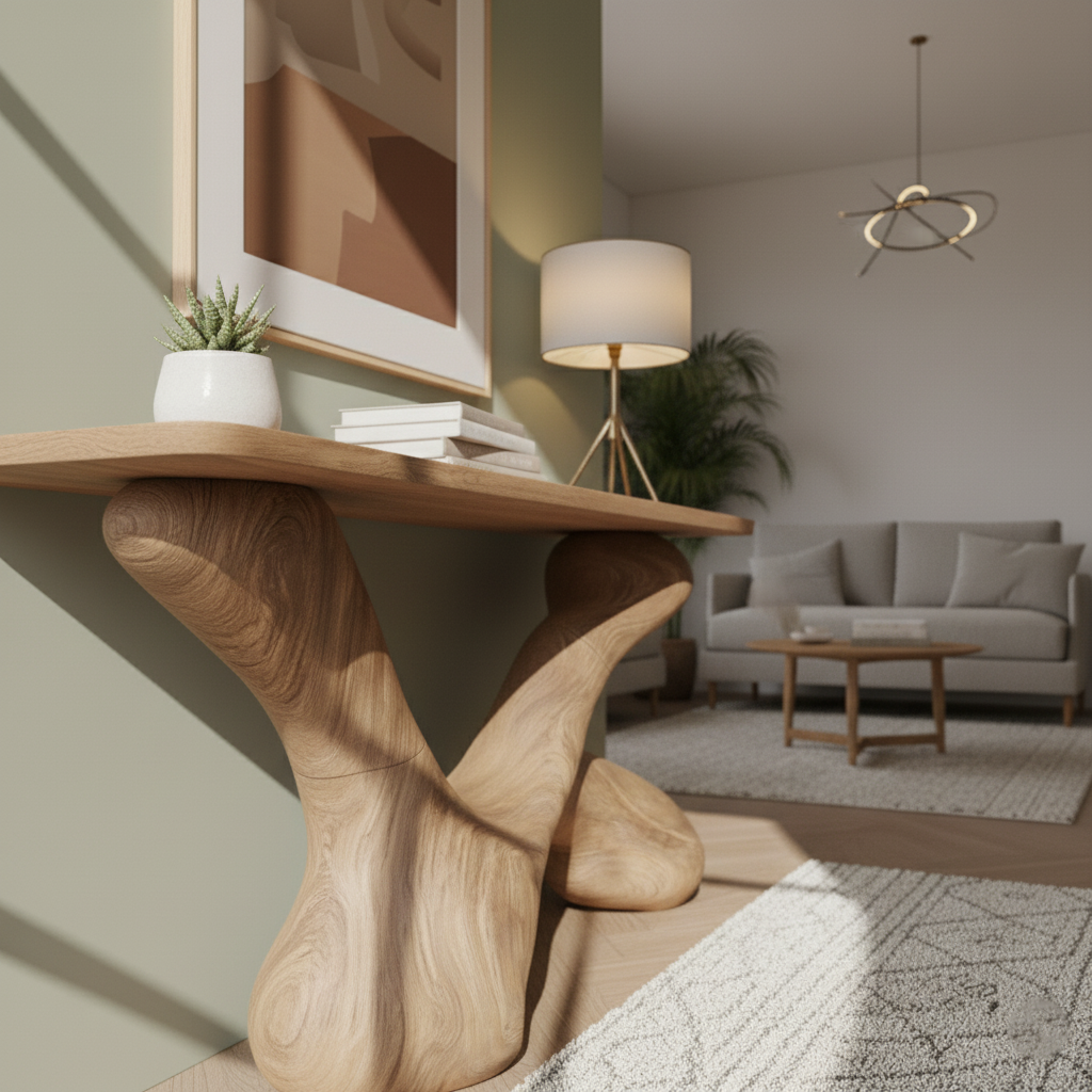 Modern TimberGrid Wood Console