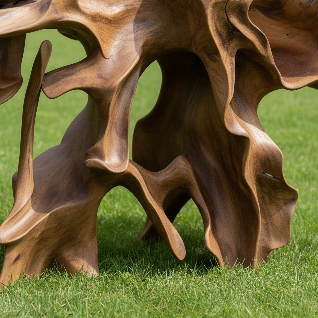 Abstract Roots Grid Wood Console