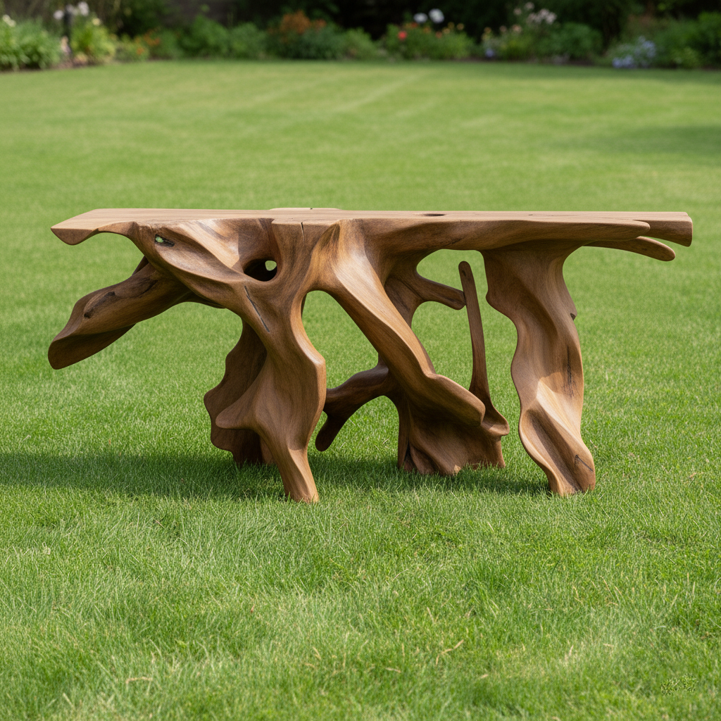 Abstract Roots Grid Wood Console