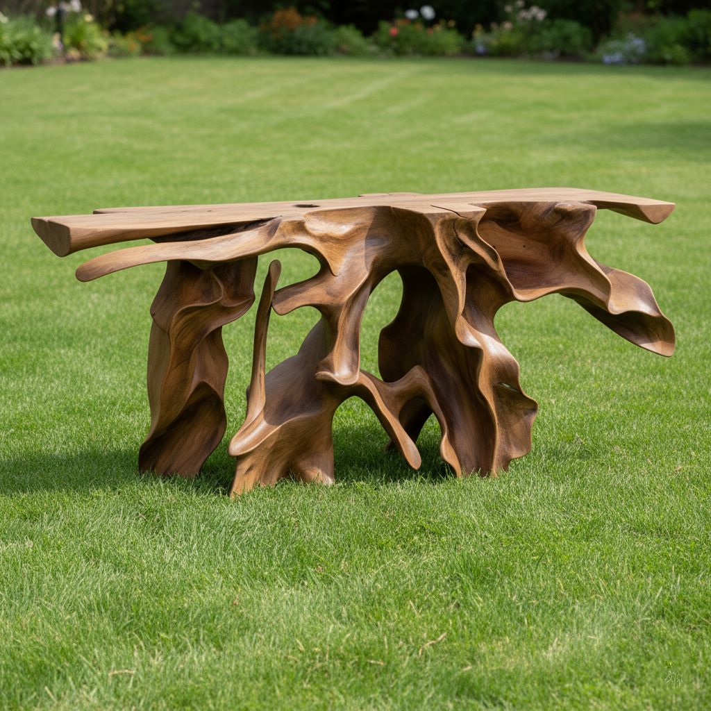 Abstract Roots Grid Wood Console