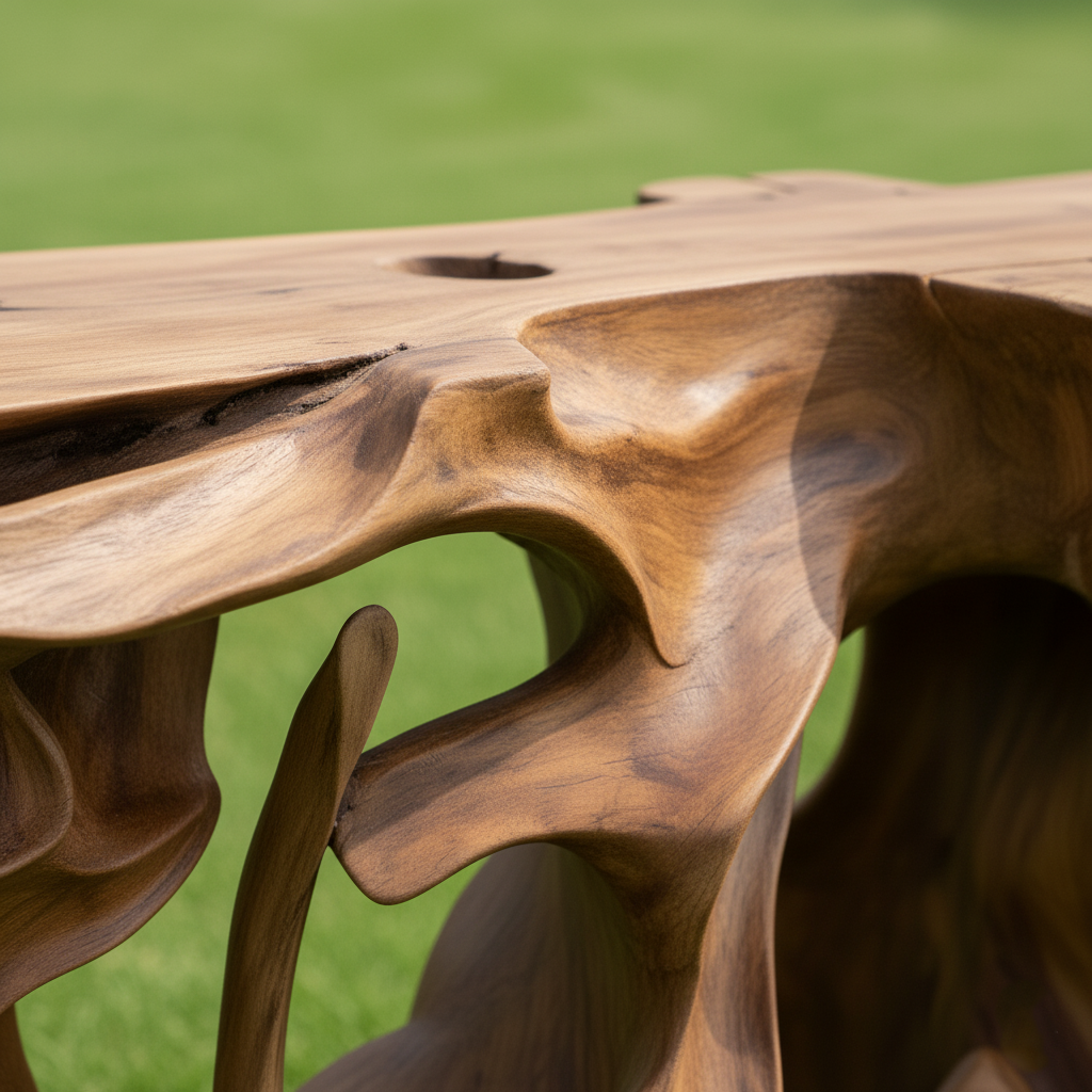 Abstract Roots Grid Wood Console